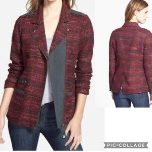Lucky Brand Red Tweed Jacket Size M